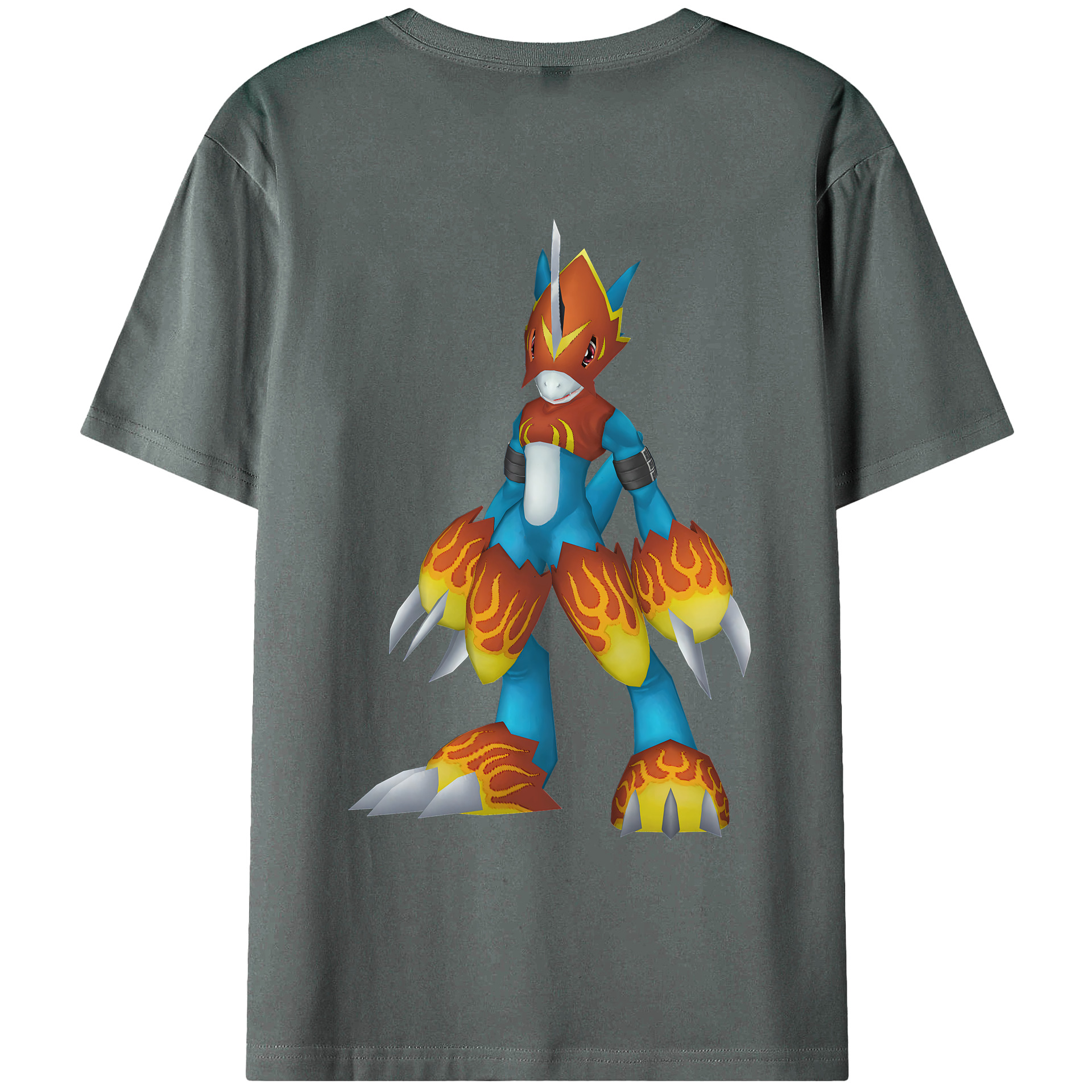 （画像用） Digimon デジタルモンスター/デジモン 綿100％ メンズ半袖Tシャツ（バックプリント） 通気性